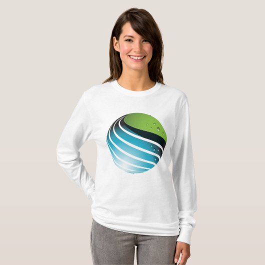 Abstract groen en blauw Wereldbol T-shirt (Voorkant volledig)