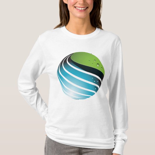 Abstract groen en blauw Wereldbol T-shirt (Voorkant)