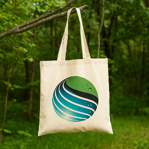 Abstract groen en blauw Wereldbol Tote Bag