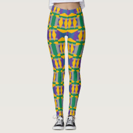 Abstract groen en geel patroon met diamanten leggings