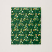 Abstract groen en goud kerstboom patroon legpuzzel (Verticaal)