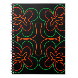 Abstract groen en oranje bloemenontwerp notitieboek