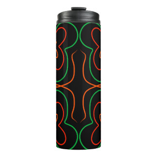 Abstract groen en oranje bloemenontwerp thermosbeker