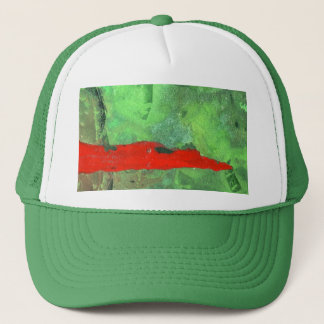 Abstract groen en rood, warm en koud ontwerp trucker pet