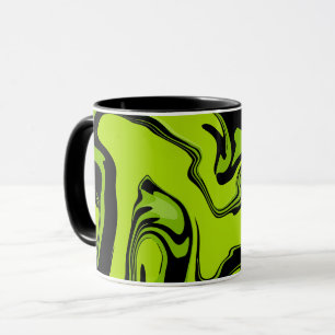 Abstract groen en zwart spiraalontwerp mok