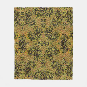Abstract groen, geel paisleypatroon fleece deken