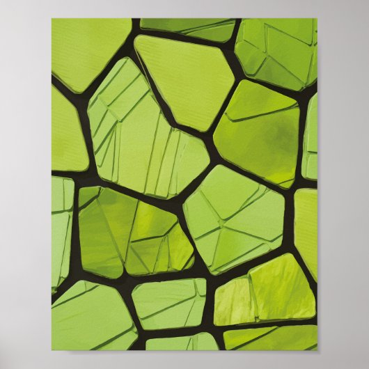 Abstract groen geometrisch mozaïek poster (Voorkant)