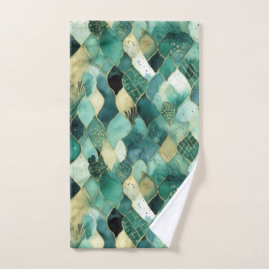 Abstract groen goud bad handdoek (Handdoek)