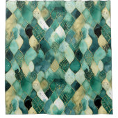 Abstract groen goud douchegordijn (Voorkant)