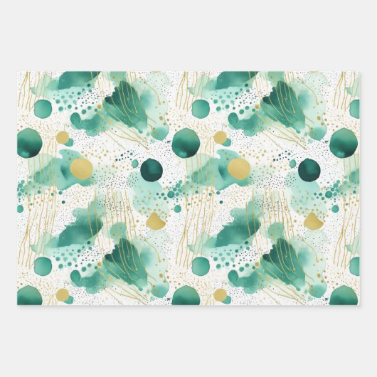 Abstract Groen Goud Wit Inpakpapier Vel (Voorkant 3)