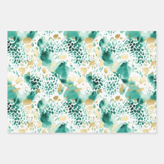 Abstract Groen Goud Wit Inpakpapier Vel (Voorkant 2)