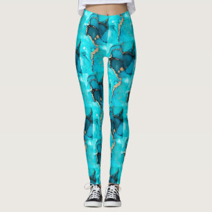 Abstract groen patroon mediterraan turkoois leggings