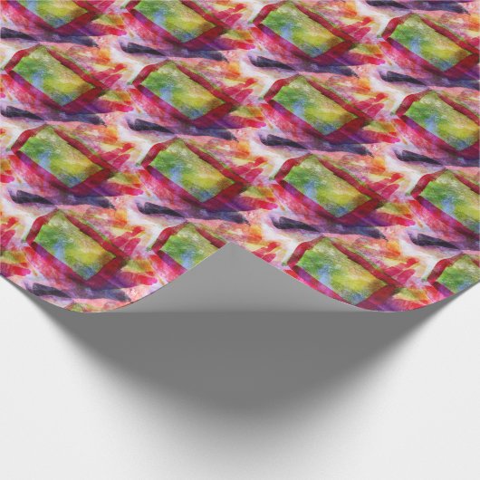 Abstract groen, rood behang cadeaupapier (Hoek)