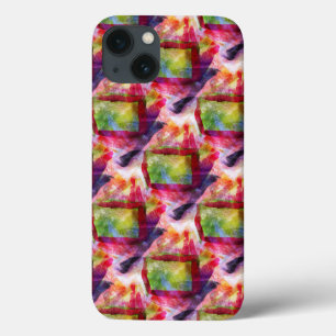 Abstract groen, rood behang iPhone 13 hoesje