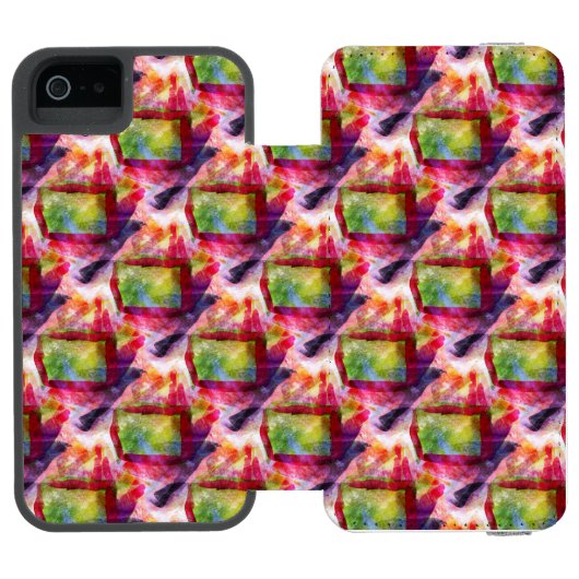 Abstract groen, rood behang incipio iPhone portemonnee hoesje (Agenda Open)