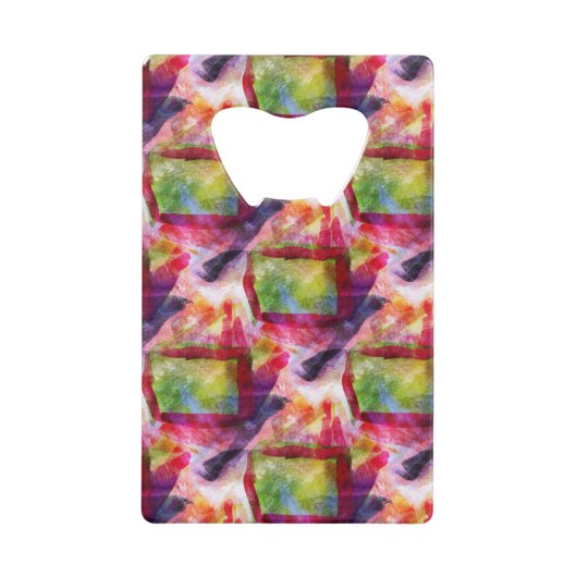Abstract groen, rood behang kredietkaart flessenopener (Voorkant)