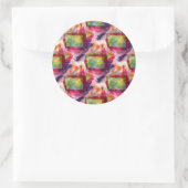 Abstract groen, rood behang ronde sticker (Tas)