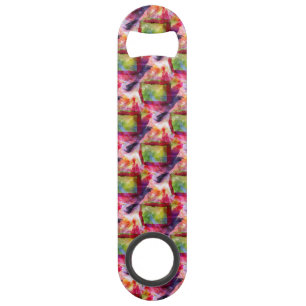 Abstract groen, rood behang speed flessenopener