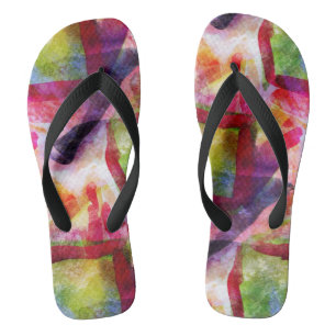 Abstract groen, rood behang teenslippers