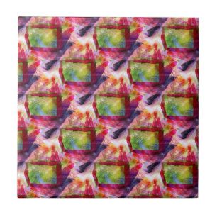 Abstract groen, rood behang tegeltje