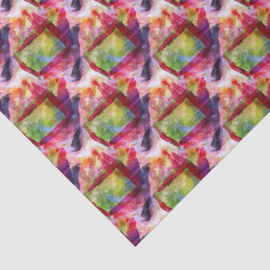 Abstract groen, rood behang tissuepapier (Detail)