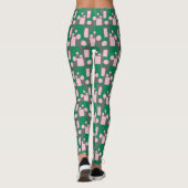Abstract groen roze patroon met cirkels en lijnen leggings (Achterkant)