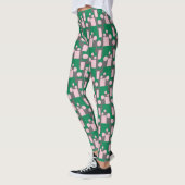 Abstract groen roze patroon met cirkels en lijnen leggings (Links)