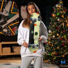 Abstract groen Sinaasappel met minimalistische geo Skateboard