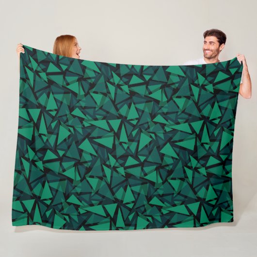 Abstract groen smaragdpatroon fleece deken (In situ)