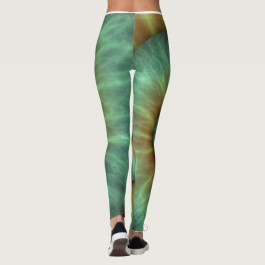 abstract, groen spiraalvormig ontwerp leggings (Achterkant)