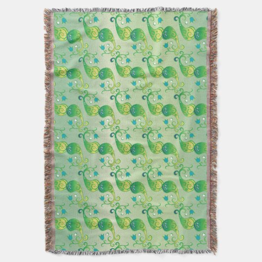 Abstract groen Tulip Boteh Floral Pattern Deken (Voorkant Verticaal)