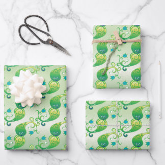 Abstract groen Tulip Boteh Floral Pattern Inpakpapier Vel