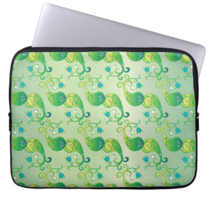 Abstract groen Tulip Boteh Floral Pattern Laptop Sleeve