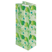 Abstract groen Tulip Boteh Floral Pattern Wijn Cadeautas (Achterkant Gekanteld)