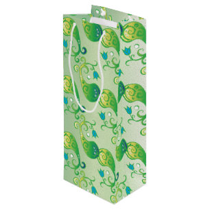 Abstract groen Tulip Boteh Floral Pattern Wijn Cadeautas
