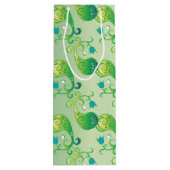 Abstract groen Tulip Boteh Floral Pattern Wijn Cadeautas (Achterkant)