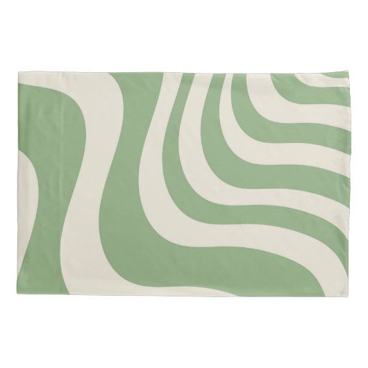 Abstract groen Wavy Stripe Bold Minimalistisch Ont Kussensloop (Achterkant)