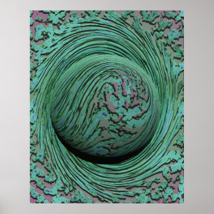 Abstract groen werveling kosmische singularity ont poster