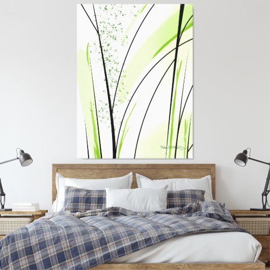 Abstract Groen Zwart Getekend Canvas Afdruk (Insitu (Slaapkamer))