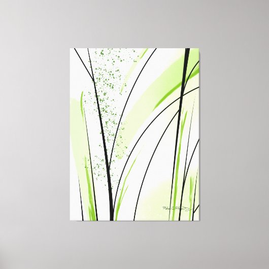Abstract Groen Zwart Getekend Canvas Afdruk (Voorkant)