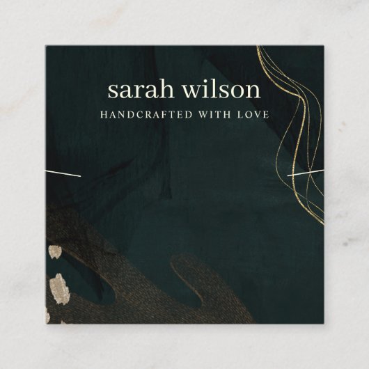 Abstract Groen Zwart Gold Band Ketting beeldscherm Vierkante Visitekaartje (Voorkant)