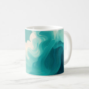 Abstract groene en witte golven stromen koffiemok