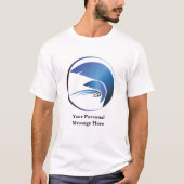 Abstract groot en klein blauw haai t-shirt (Voorkant)