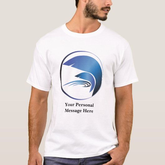 Abstract groot en klein blauw haai t-shirt (Voorkant)