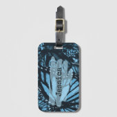 Abstract Grunge Blue Butterfly Art Personalized Bagagelabel (Voorkant (verticaal))