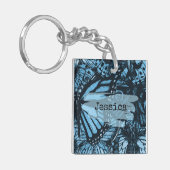 Abstract Grunge Blue Butterfly Art Personalized Sleutelhanger (Voorkant Links)