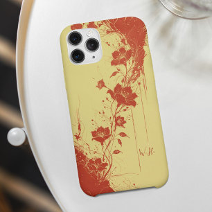 Abstract Grunge Flowers Oranje Yellow Monogram iPhone 16 Hoesje