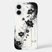 Abstract Grunge Flowers Zwart Wit Monogram Case-Mate iPhone Case (Achterkant)