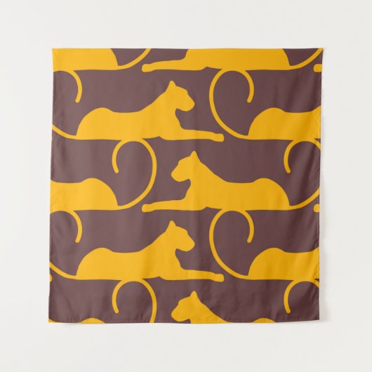 Abstract Hand Drawing Leopard Cheetah Panther Cat  Wandkleed (Voorkant)