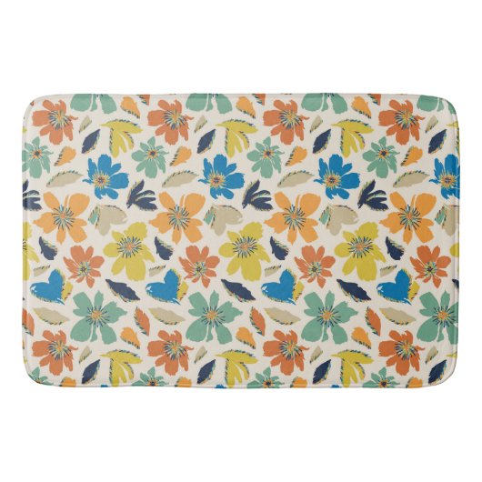 Abstract Hand-Drawn Boho Floral Pattern Badmat (Voorkant)